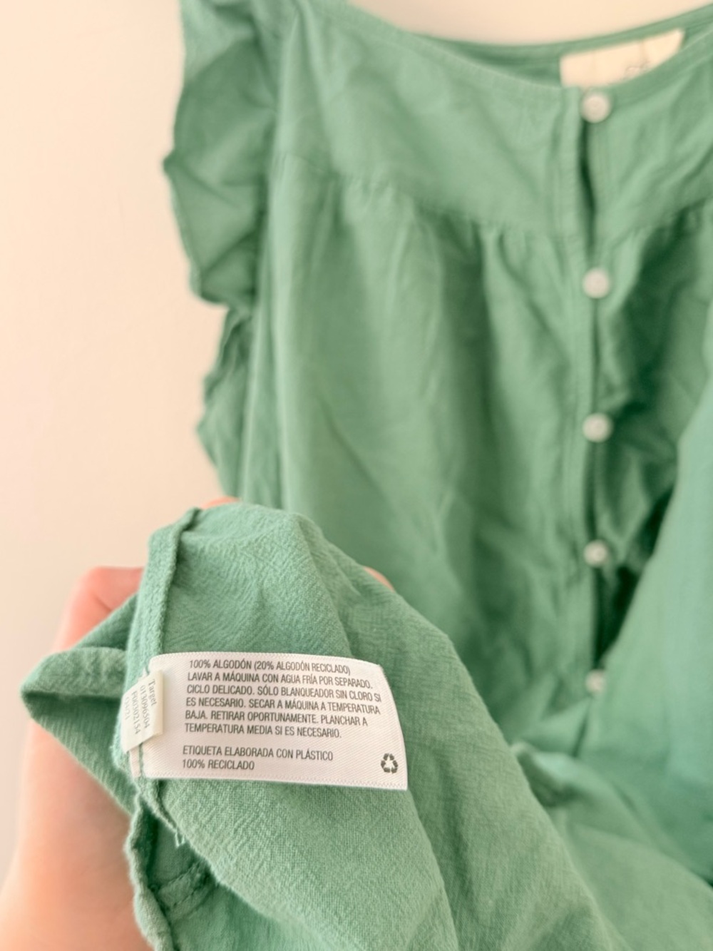 Universal Thread Green 100% Cotton Button Down Dress Sz 1X Boho Pockets Ruffle - Picture 4 of 11